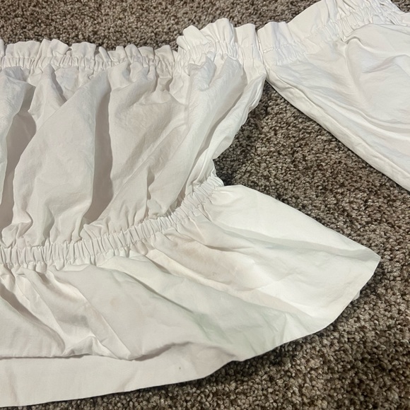 NanaMacs ruffled off the shoulder crop top, white, size large - Picture 7 of 10